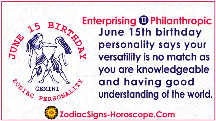 Horóscopo de la personalidad del cumpleaños del zodiaco del 15 de junio