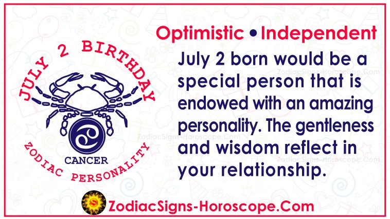 Personalitat de l'horòscop de l'aniversari del zodíac del 2 de juliol