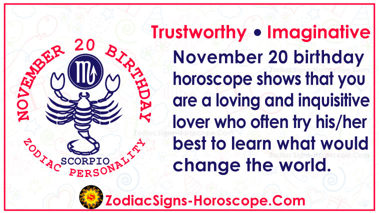 November 20 Zodiac (Scorpio) Horoscope Birthday Personality and Lucky Things