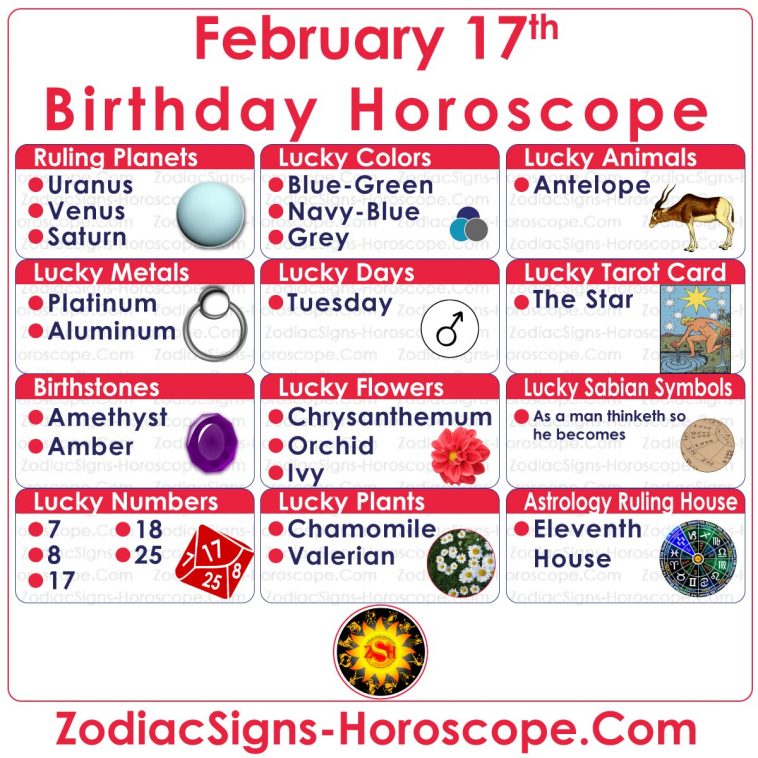 February 17 Zodiac (Aquarius) Horoscope Birthday Personality and Lucky