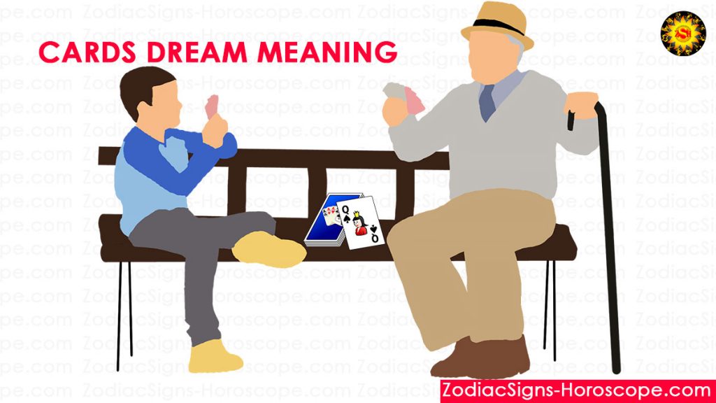 A dream dictionary illustration showing playing cards and their symbolic meanings
